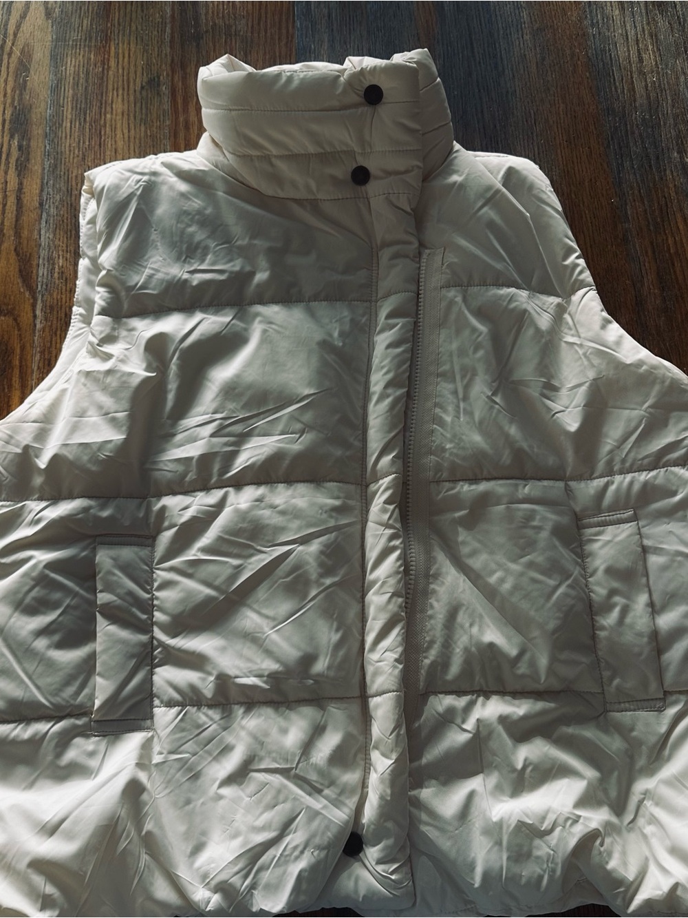 Blu Pepper Cream Quilted Puffer Vest with High Collar